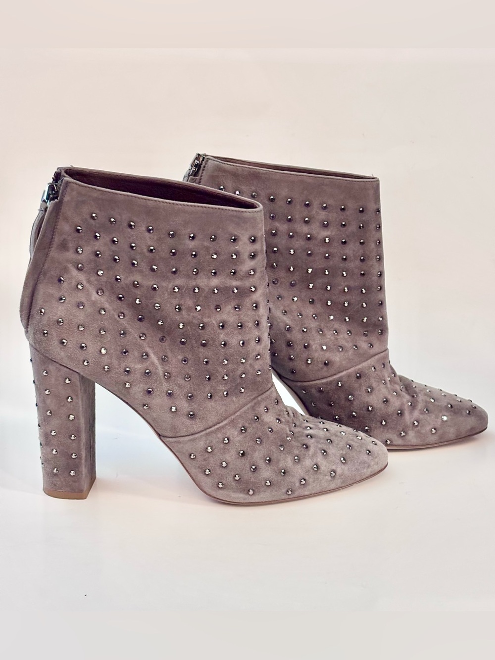 J. Crew Grey Suede Studded Ankle Booties